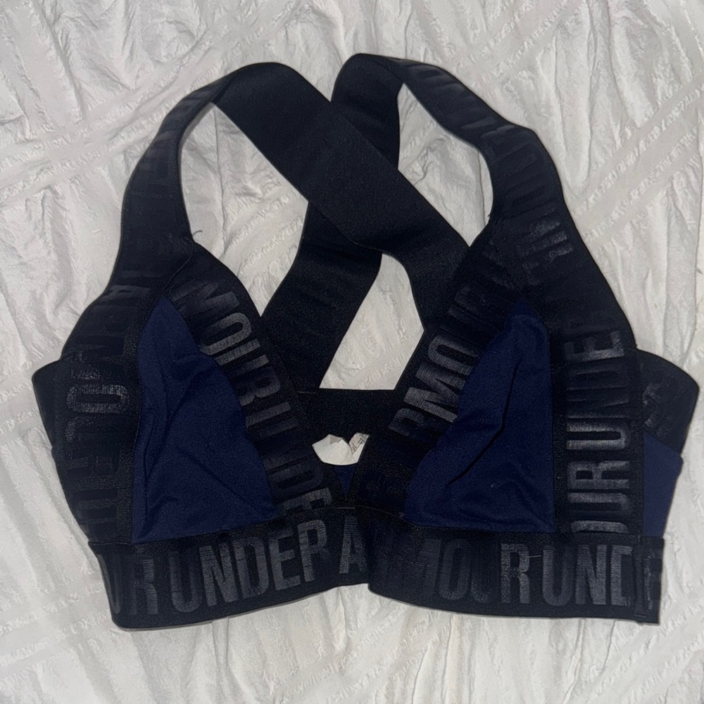 Under Armour Women's Black and Navy Sports Bra